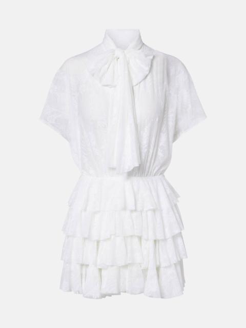 Lauren semi-sheer tiered lace minidress