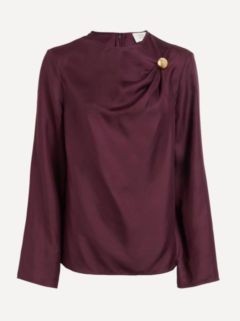 Azae Draped Silk-Twill Top