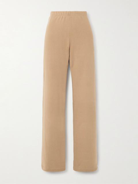 Embroidered cotton and modal-blend jersey sweatpants Taupe