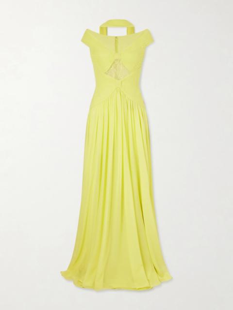 Lace-trimmed Silk-blend Gown