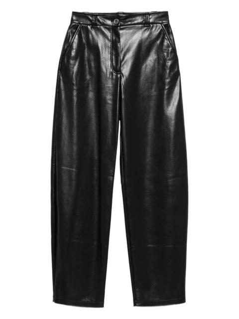 leather-effect trousers