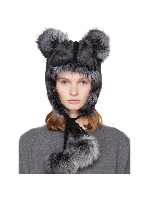 SSENSE Exclusive Black & Gray Faux Fur Teddy Bear Hat