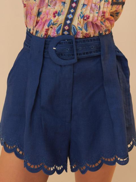 Navy Blue Richelieu Belted Euroflax™ Premium Linen Shorts