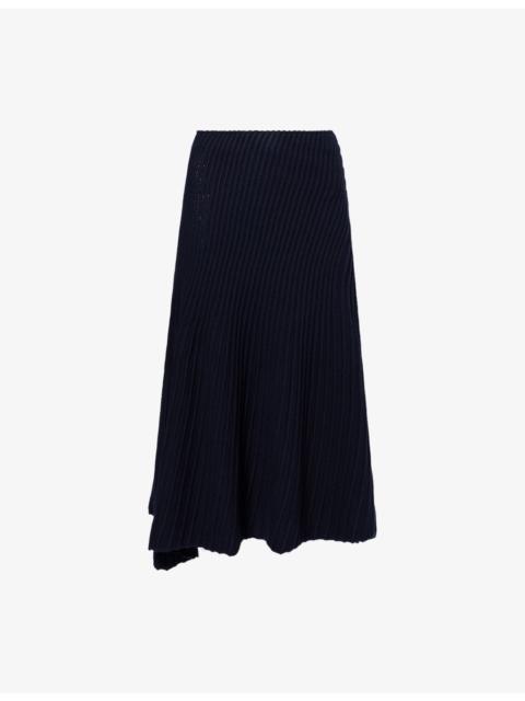 Twisted Ribbed Wool And Cashmere Midi Skirt