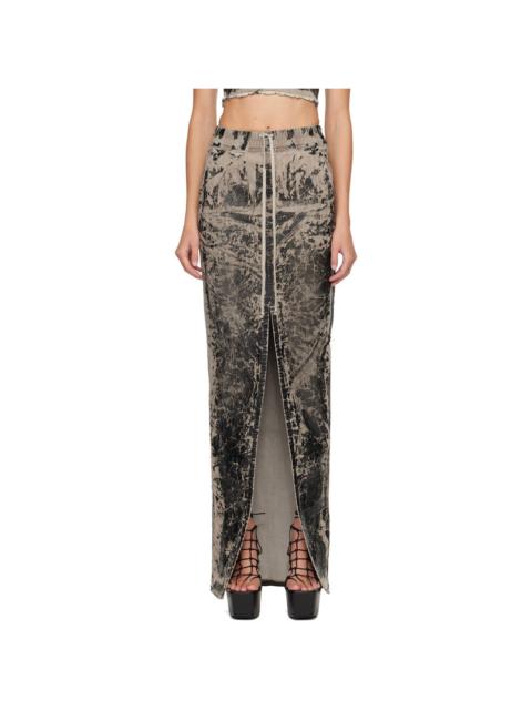 Black & Gray Concordians Phleg Pillar Denim Maxi Skirt