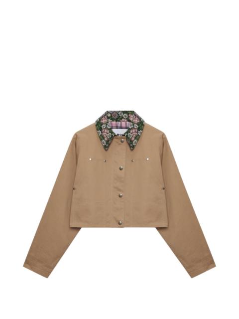 floral-collar cropped jacket