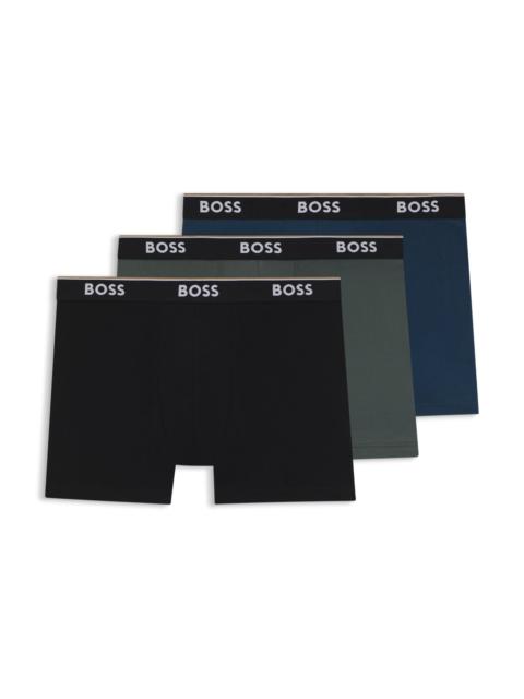 THREE-PACK OF STRETCH-COTTON BOXER BRIEFS WITH LOGOS