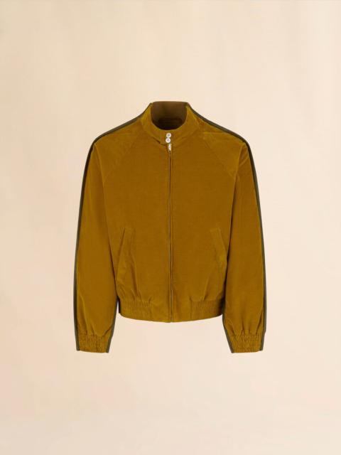 MUSTARD CORDUROY BOMBER WITH NYLON BACK