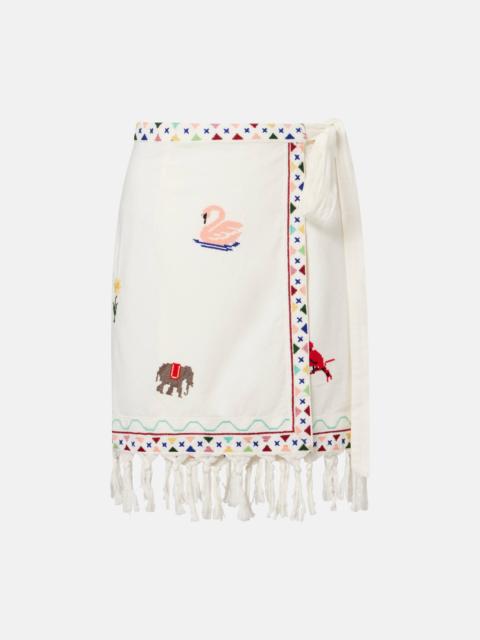 Baela embroidered cotton miniskirt