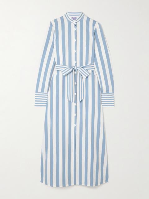 Alla Belted Striped Cotton-poplin Maxi Shirt Dress
