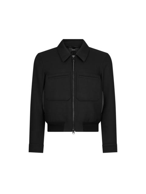 LACQUERED WOOL TRICOTINE BATTLE JACKET
