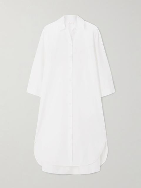 Sella cotton-blend poplin midi shirt dress White