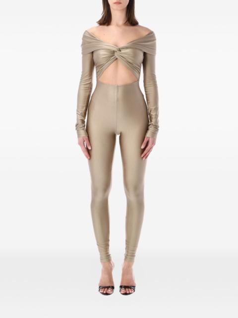 off-shoulder cut-out jumpsuit