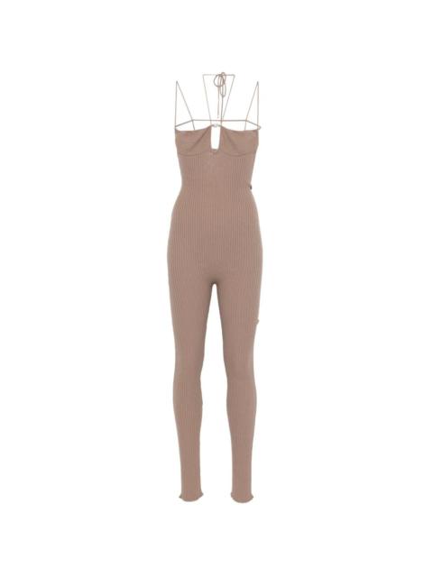 cut-out ribbed jumpsuit