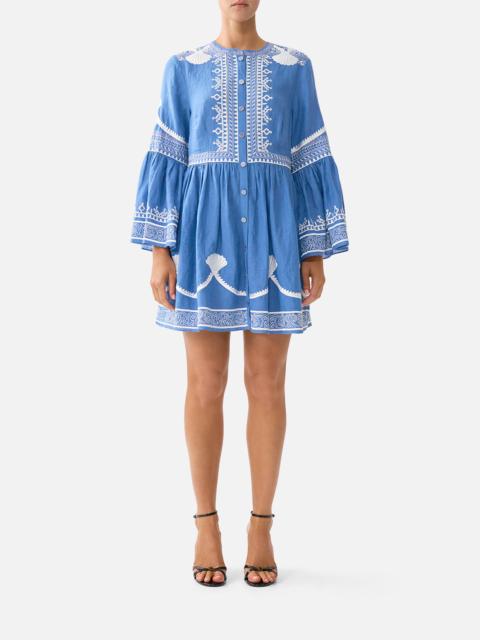 BUTTON THROUGH MINI DRESS WITH FLARED SLEEVE