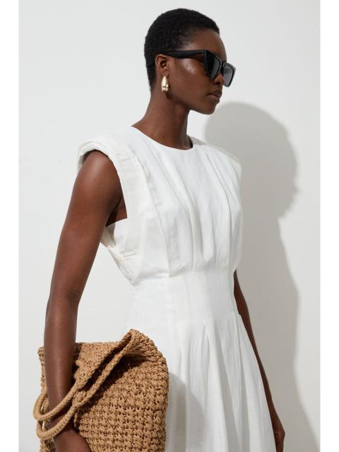 Viscose Linen Woven Pintuck Midi Dress
