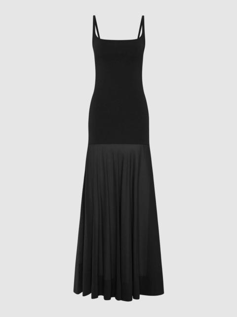 Sheer Silk Circle Hem Dress - Black