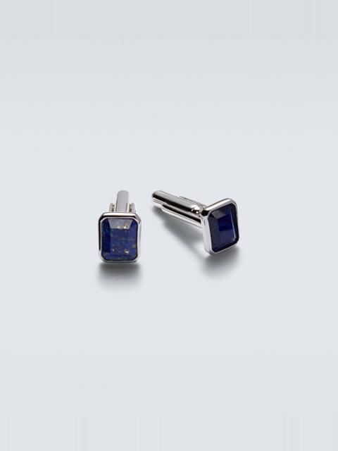 Sterling silver cufflinks with lapis lazuli