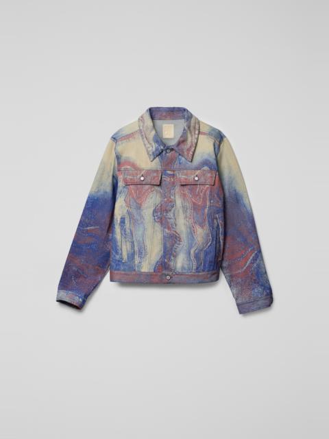 Blue-Beige-Red Denim Jacket