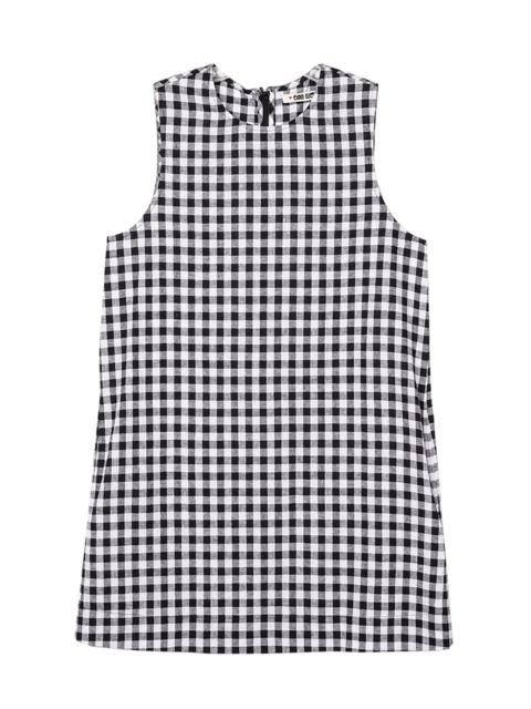 Indus Gingham Linen-Blend Mini Dress black