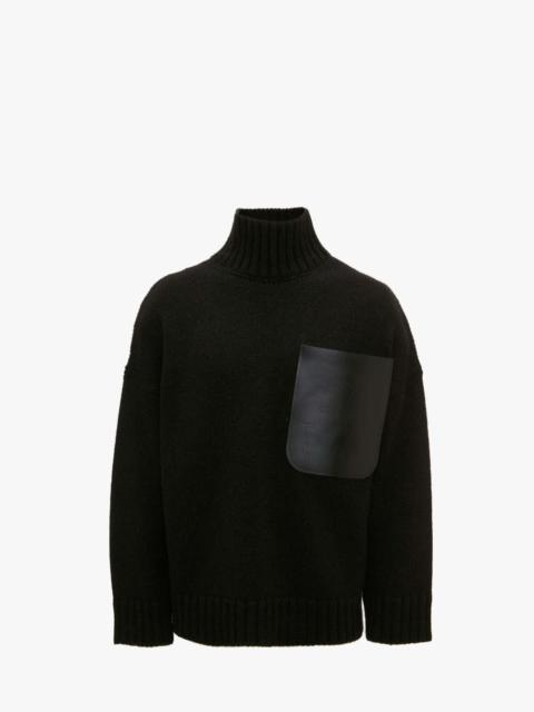 LEATHER PATCH POCKET JUMPER