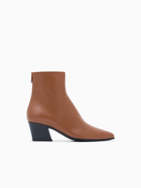SMOOTH LEATHER HEELED ANKLE BOOTS