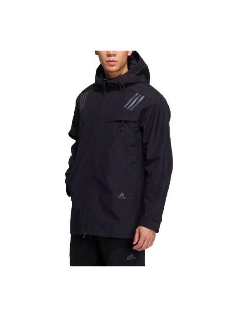 adidas Solid Color Zipper Hooded Jacket 'Black' H39311