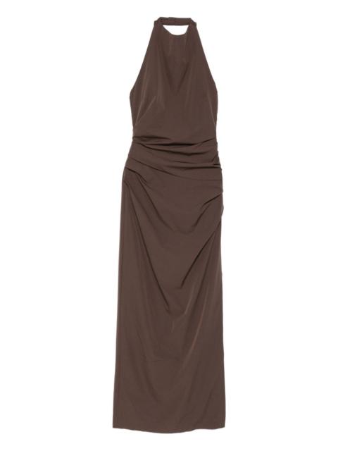 halterneck ruched dress