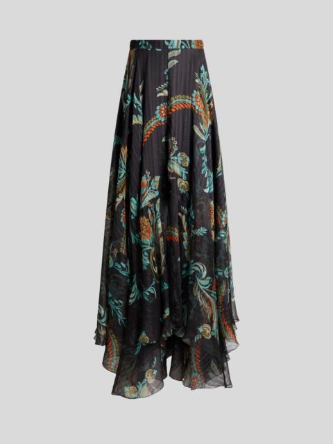 SILK MAXI SKIRT WITH FLORAL MOTIF