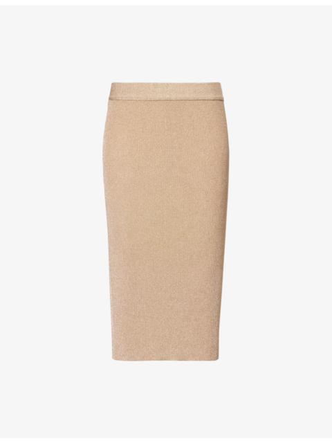 Slim-Fit Ribbed Lurex Skirt