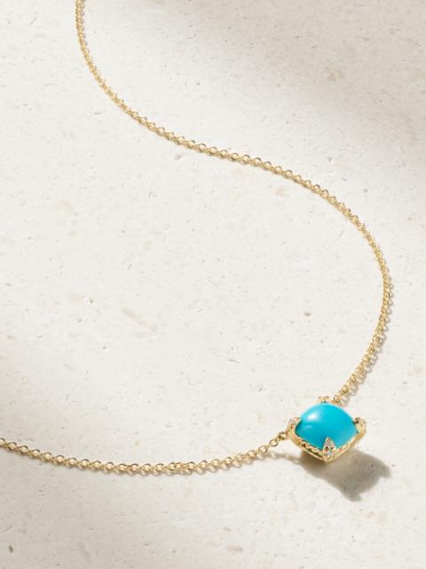 Petite Châtelaine 18-karat Gold, Turquoise And Diamond Necklace
