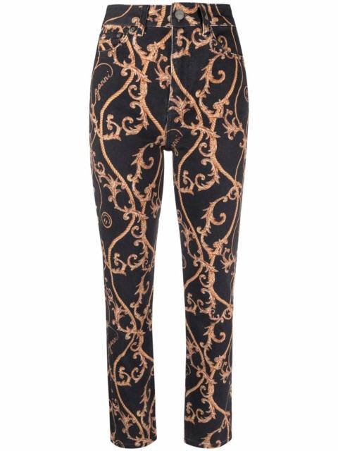 baroque-print jeans