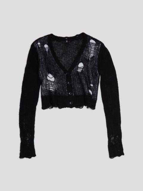 DOUBLE LAYER BABY CARDIGAN - BLACK AND ECRU