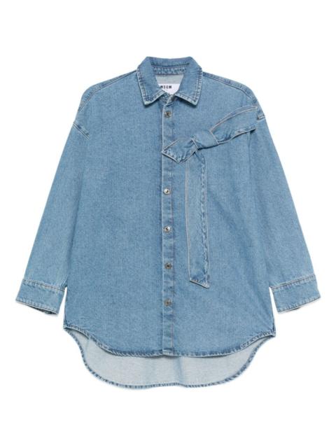 bow-detail denim shirt