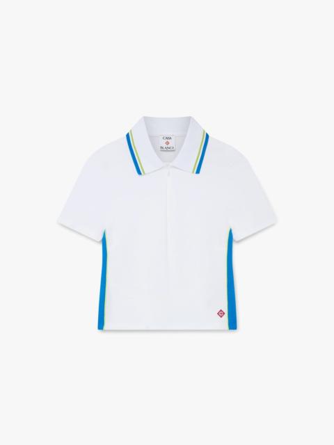 White Pique Cut-Out Polo Shirt | Casablanca Paris