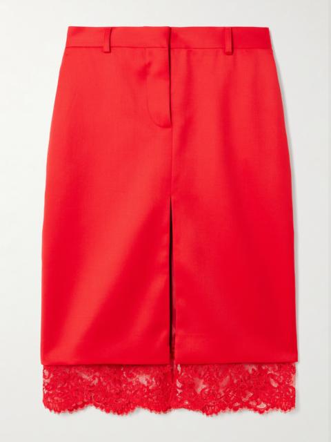 Lace-trimmed Wool Skirt