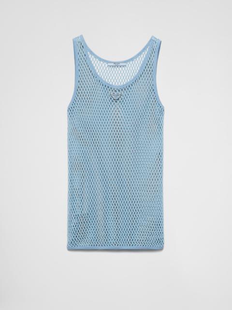 Sleeveless cotton mesh top