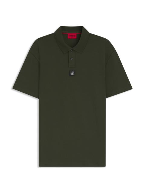 INTERLOCK-COTTON POLO SHIRT WITH STACKED LOGO
