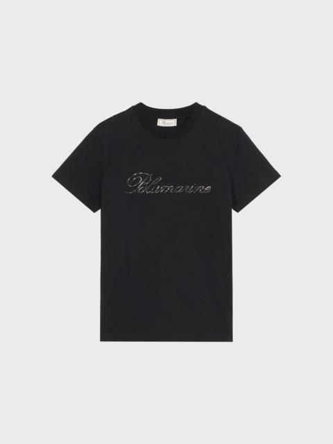 JERSEY T-SHIRT WITH BLUMARINE LOGO EMBROIDERY IN RHINESTONES