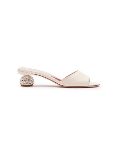 Strass-Detailed Leather Mules white