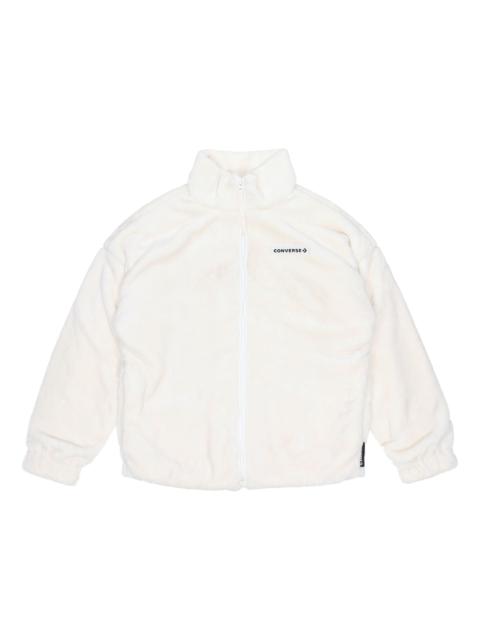 Converse Loose Stand Collar Stay Warm logo Jacket White 10023526-A02