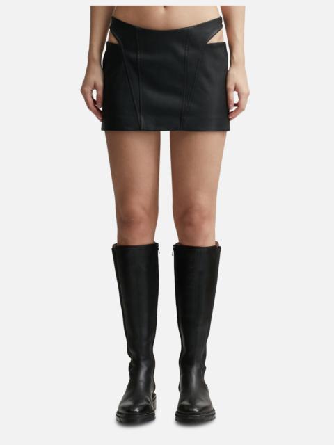 FAUX LEATHER CUT-OUT MINI SKIRT