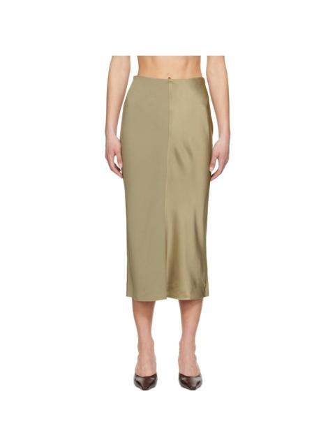 Taupe Straight Midi Skirt