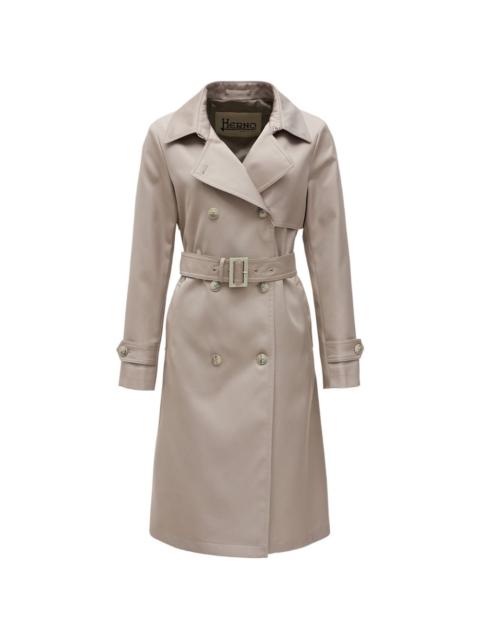 belted double-breasted trench coat