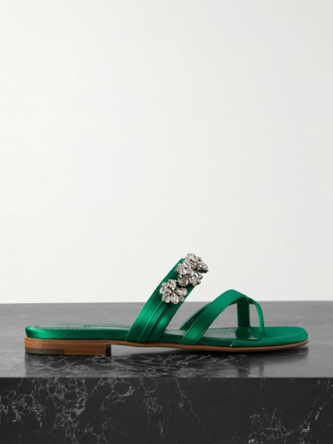 Perlusa Crystal-embellished Satin Sandals