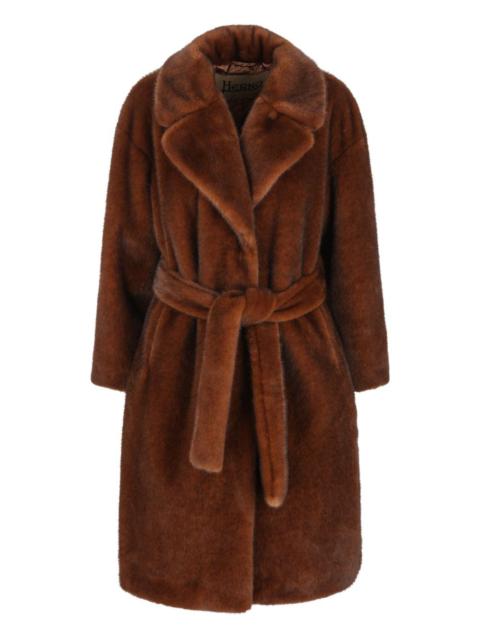faux-fur belted coat