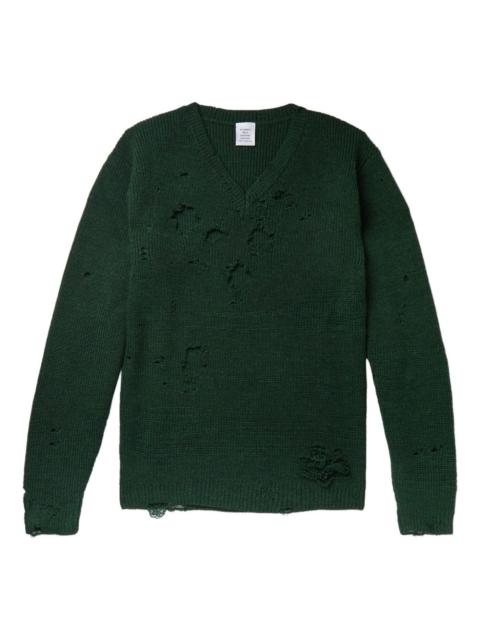 distressed-effect wool sweater
