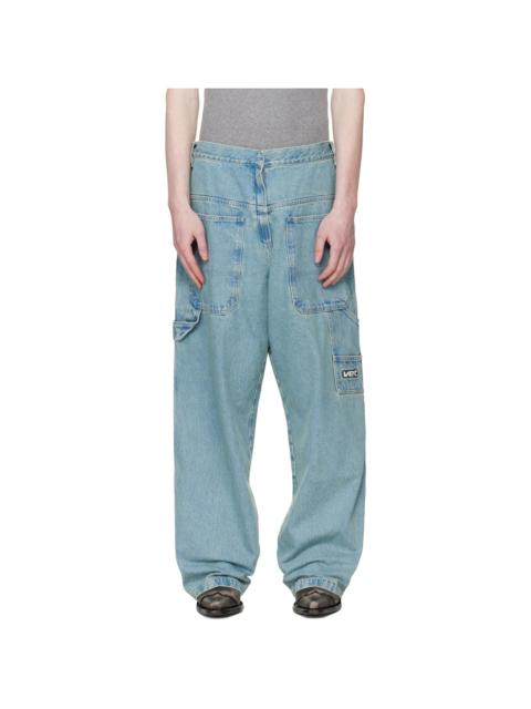Blue Back-To-Front Hip-Hop Jeans