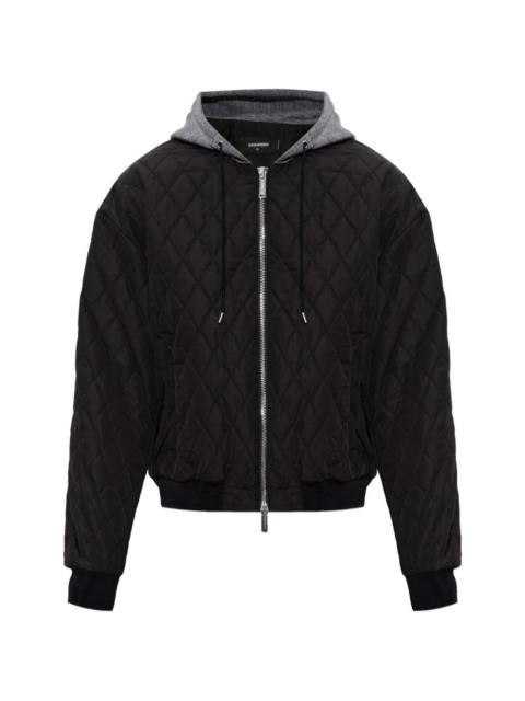 hooded quilted bomber jacket