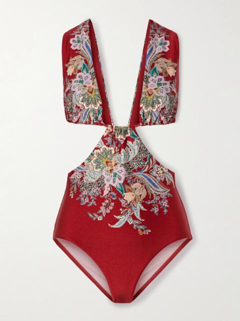 Rhiannon cutout printed swimsuit Red